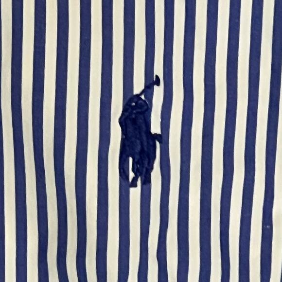 Ralph Lauren Custom Fit Blue White Stripe Shirt Long Sleeve Button Mens L 16 1/2 - Picture 1 of 9